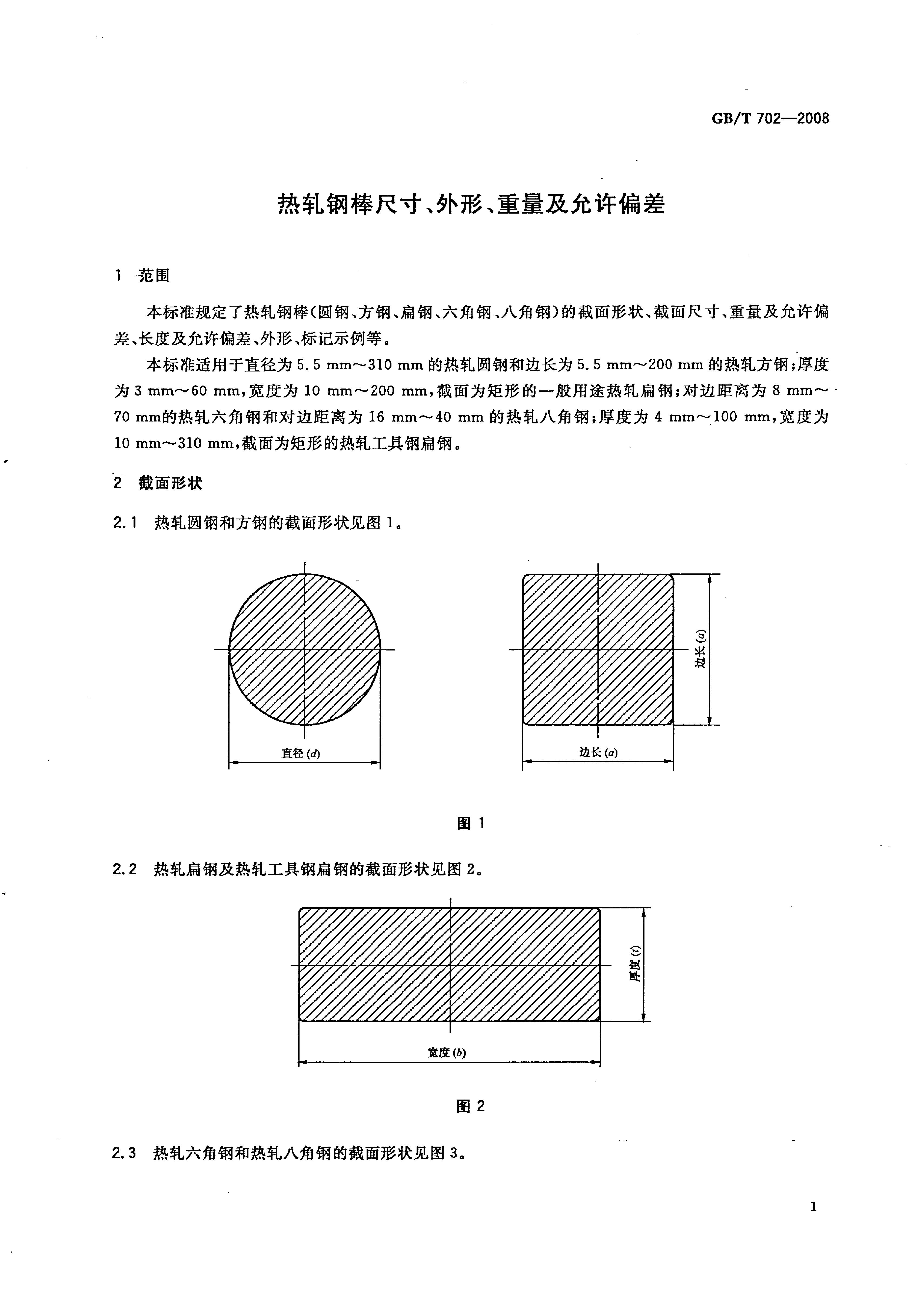 熱軋鋼棒尺寸、外形、重量及允許偏差國(guó)標(biāo) GBT 702-2008 代替GBT 702-20040003